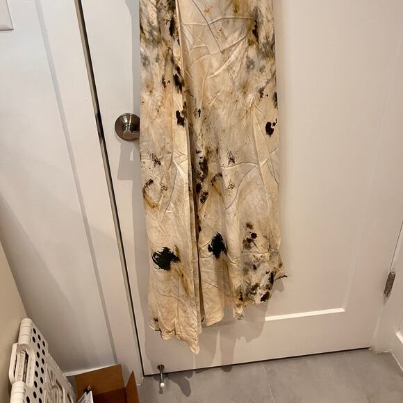 NWT Zara ZW Collection Cream Printer High Neck Gathered Maxi Dress Small - Picture 11 of 12